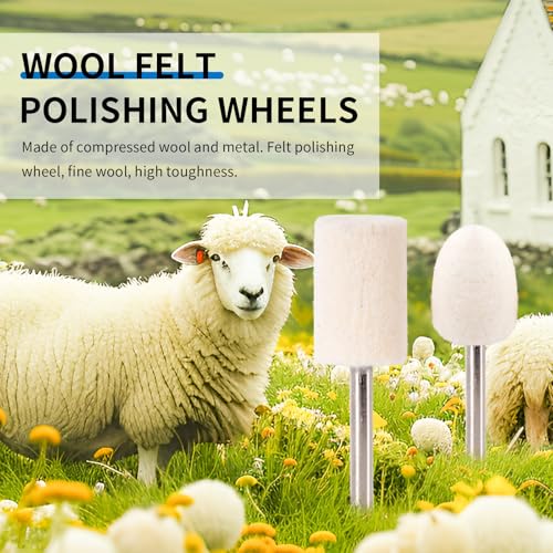 Image of Polishing Buffing Wheel for Rotary Tool, 110PCS Wool Felt Wheel Accessories,Polishing Kit with 1 /8 inch Shank for Jewelry Metal Buffing Wheels Polishing