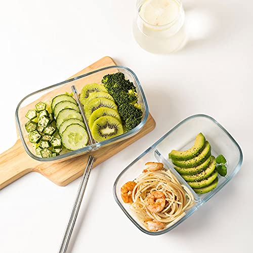 Lunch Box in vetro per mantenere la freschezza della famiglia, con coperchio che può essere inserito nelle bacchette, può essere utilizzato come Bento Box (colore: nero)