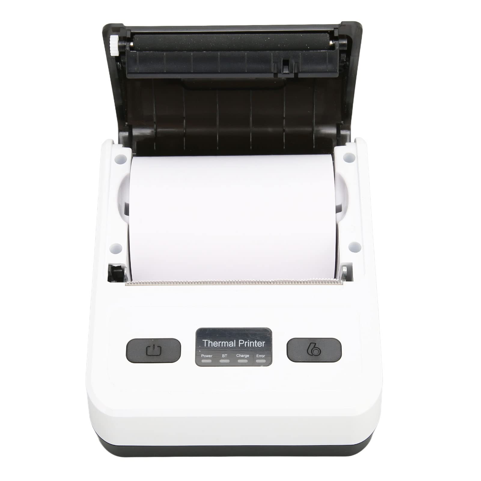 MTP-4B Thermo Etikettendrucker 80mm, Tragbarer Bluetooth Belegdrucker, 203 DPI, 50 Bis 80 Mm/s Hochgeschwindigkeits Ticketdrucker für Kleine Geschäftsrestaurants(Weiß)