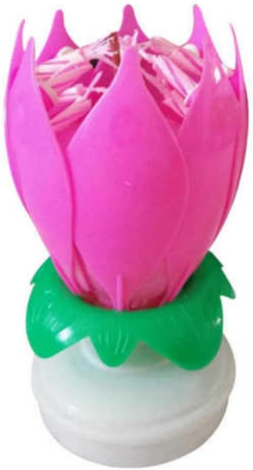 1Pc Non Edible Cake Toppers Novelty Lotus Design Musical Birthday Candle Decoration for Holiday Birthday Parties