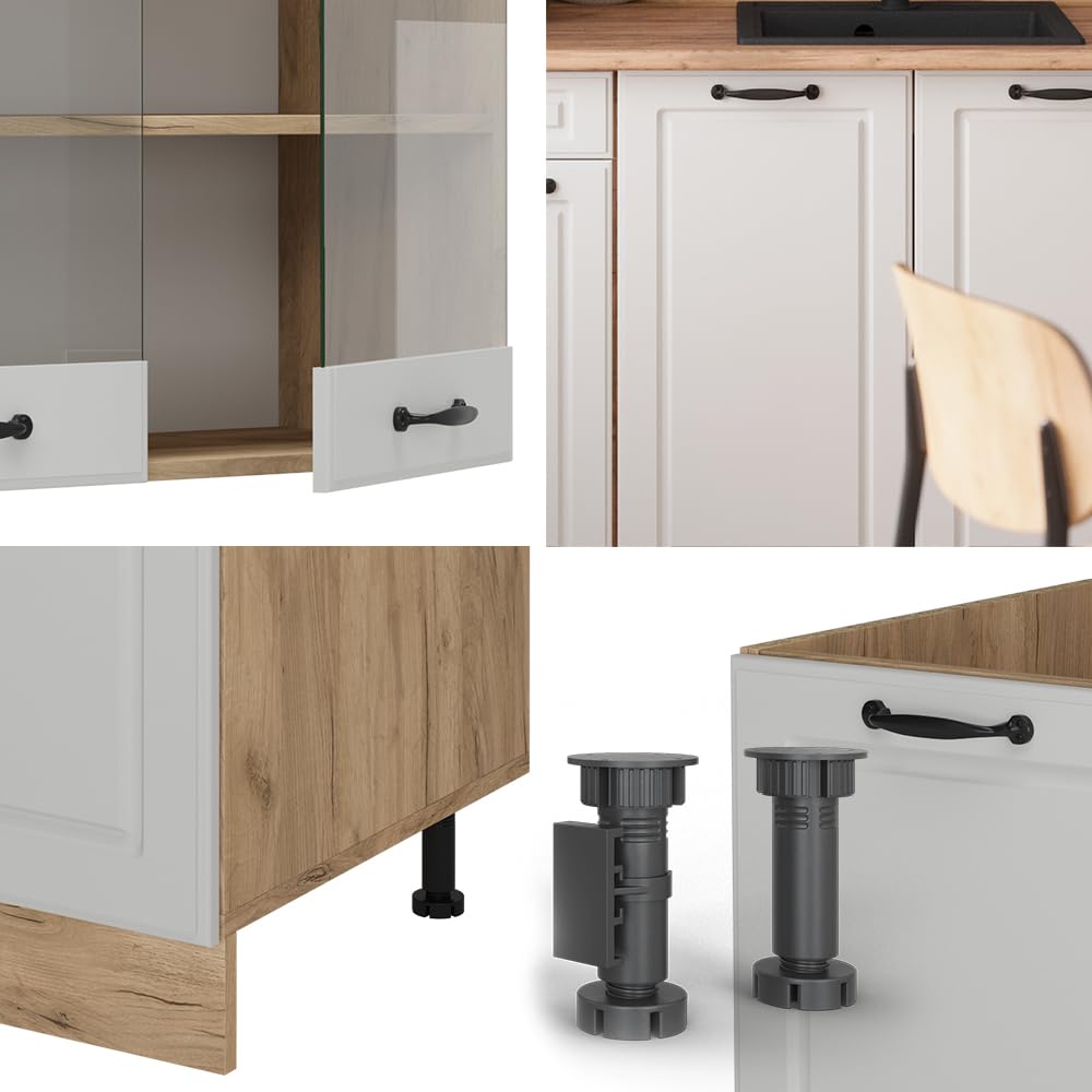 Vicco Cucina completa R-Line, Casa di campagna bianca/Rovere dorato, 140 cm senza piano di lavoro, adatto per installazione autoportante o vicino alla parete