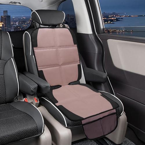 Image of Car Seat Protector for Child, 2 Pack Baby Covers with Mesh Pockets & Non-Slip Backing 600D Durable Under Seat for Back (Rose Gold, Standard)