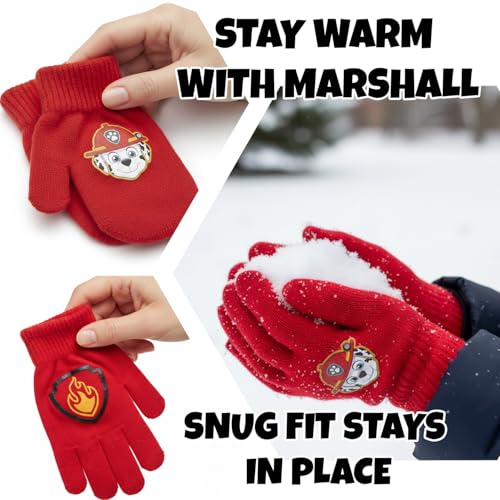 Image of Nickelodeon Boys Paw Patrol Winter Hat, 2 Pair Gloves or Mittens (Toddler /Little Boys)