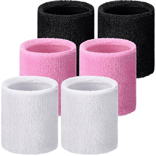 Image of Willbond Wrist Sweatbands, Sports Sweatbands for Competition, Sweat Absorbent, for Basketball, Tennis, Football, Running and Work (Pack of 6)