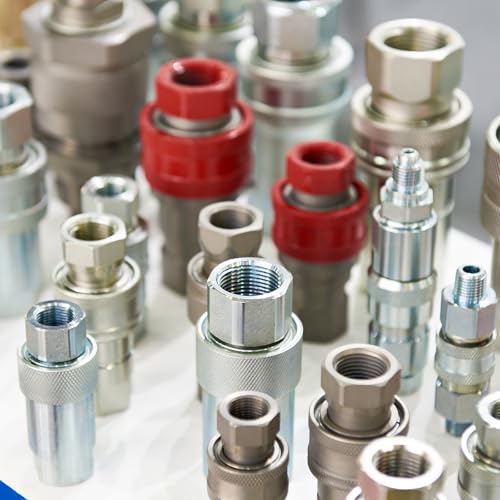 Image of PATIKIL 1 inch ISO B Hydraulic Coupler Male Dust Cap and Female Plug Cover, 2 Set Hydraulic Quick Disconnects Coupling Port Plug Cover Fittings with Retention Ring, Red