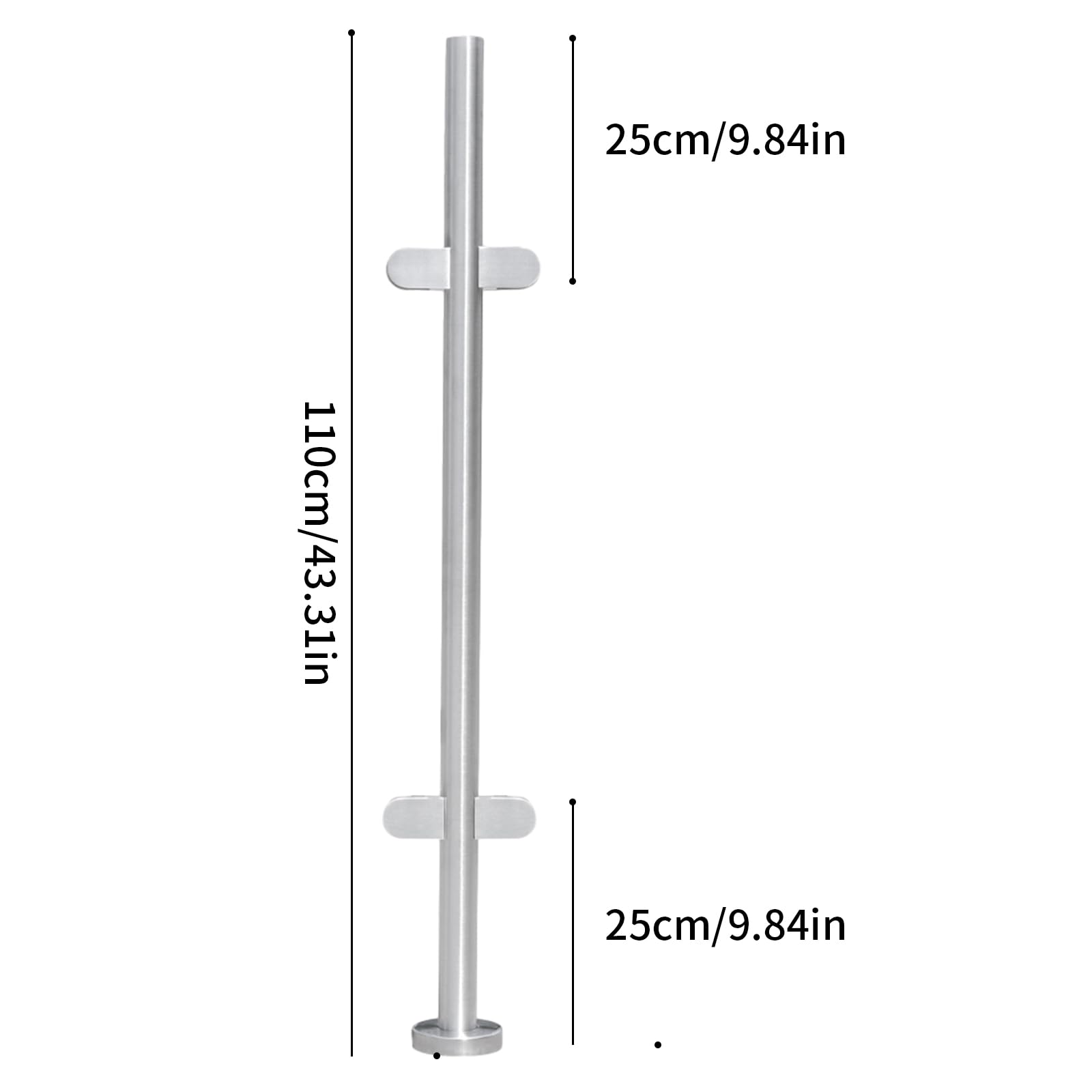 Balaustra in vetro alto palo centrale ringhiera vetrata corrimano in acciaio inox argento,per ringhiere del balcone, soffitta, corrimano per scale