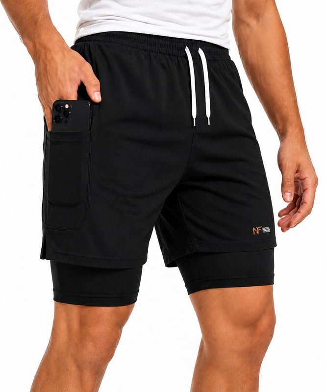 nikhil fitness Men's 2 in 1 Sports Shorts with Inner Compression Layer Gym Running Wear-picture-35