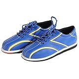 SDEQA Bowlingschuhe Leichte Bowling-Trainingsschuhe Aus Leder Für Herren Anti-Rutsch-Buffe,Blau,45 EU