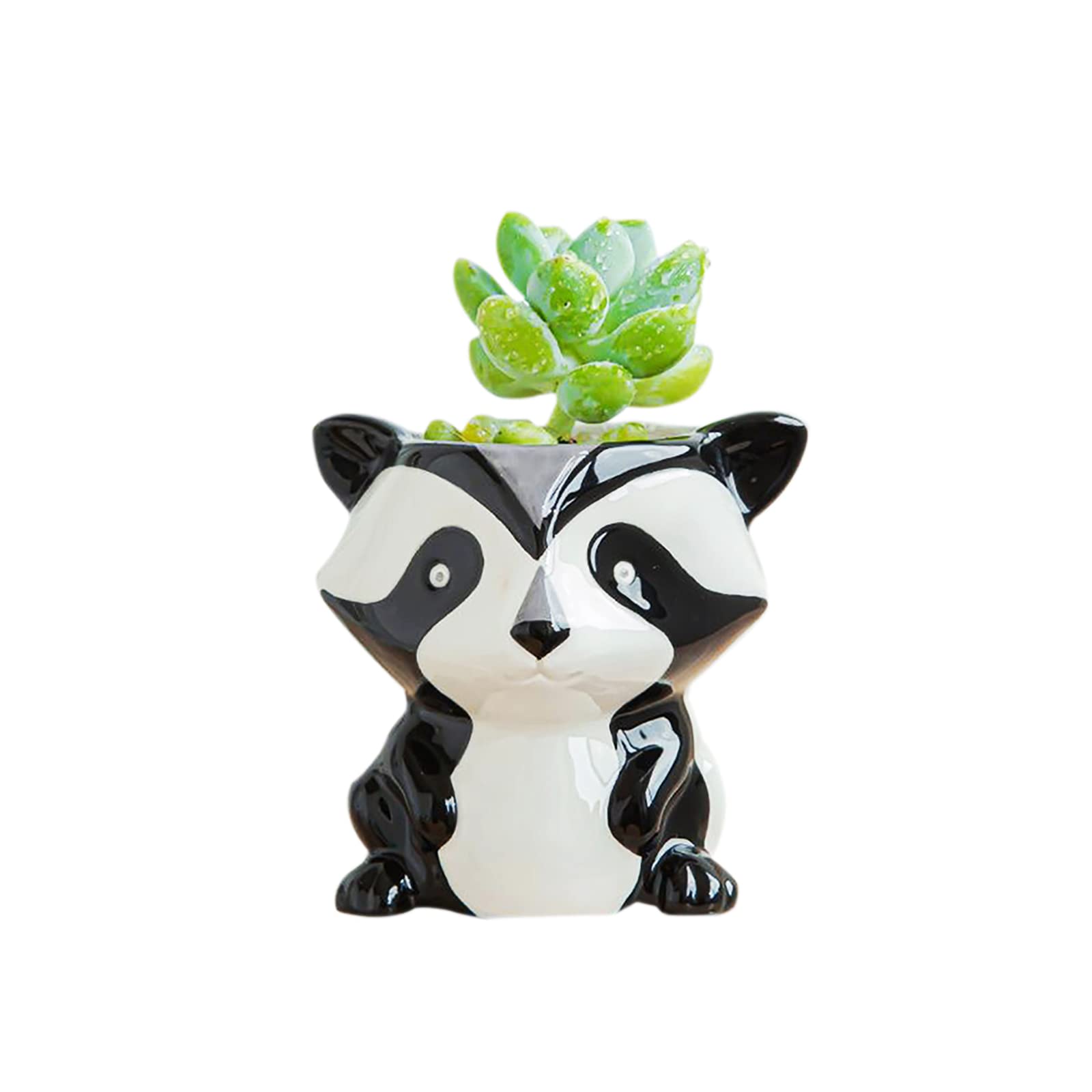 Pots Fleurs Céramique SWONVI Singe - Lot De 2, 7.2cm Hauteur, Drainage Inclus Pour Succulentes