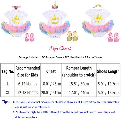 Baby Meisjes 1e Verjaardag Outfit Bloem Bodysuit Jurk Glanzende Eenhoorn Romper Tutu Rok Hoofdband Schoenen Kleding Set Cake Smash Peuter Prinses Party Tutu Foto Shoot Kostuum - Image 8