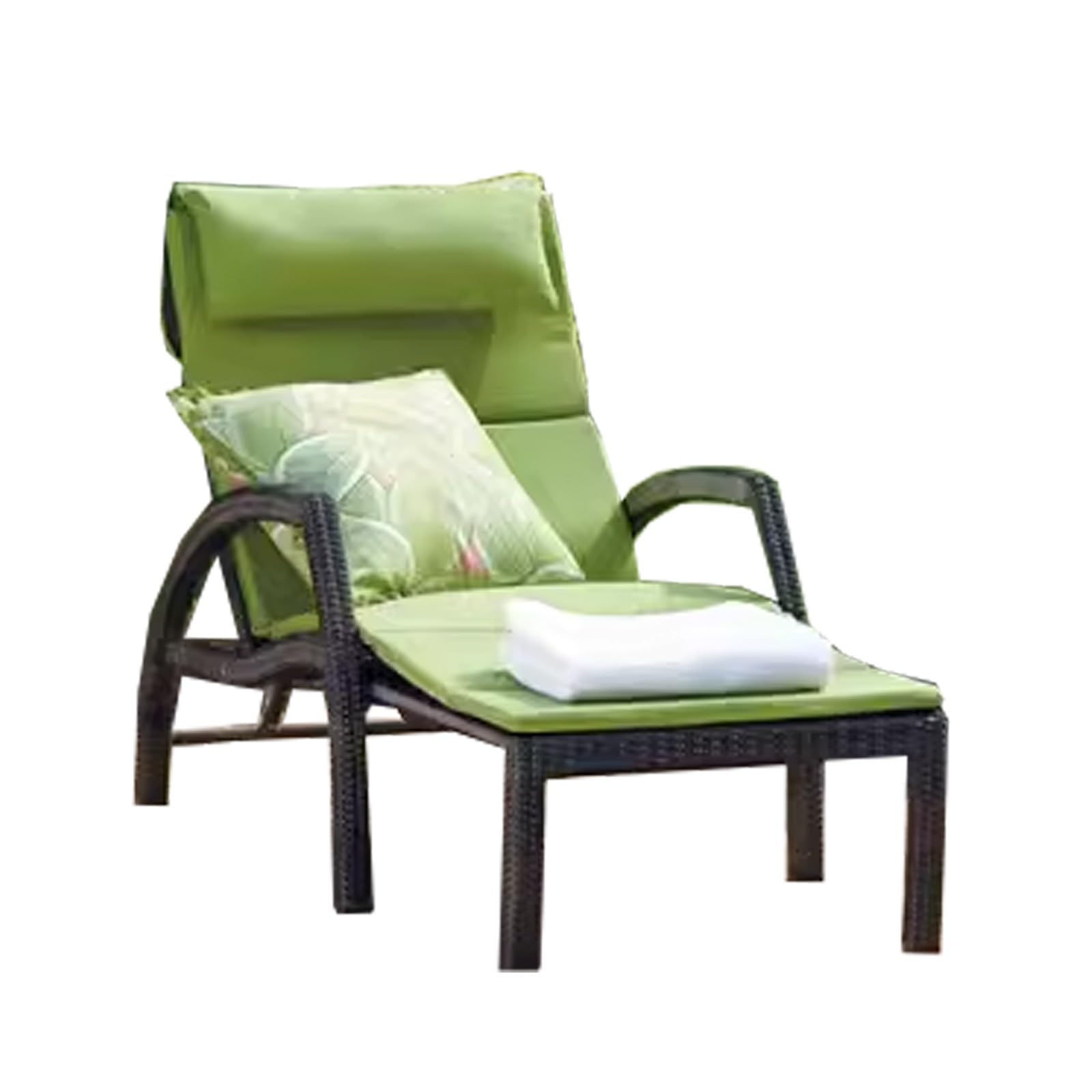 Sonnenliege Klappbar, Rattanweberei, Verstellbare Rückenlehne, Wasserdicht, Strandstuhl, für Garten, Strand, Schwimmbad, Terrasse (Color : A)