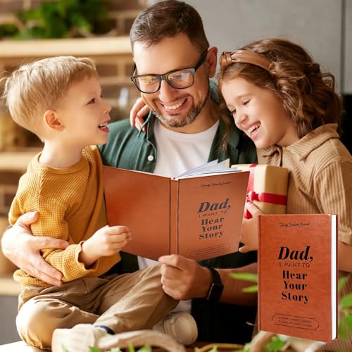 Dad I Want to Hear Your Story UK: Guided Journal Book, Tell Me Your Story, Leather Hardback with Gold Foil, Birthday Gift for Dad - Image 3