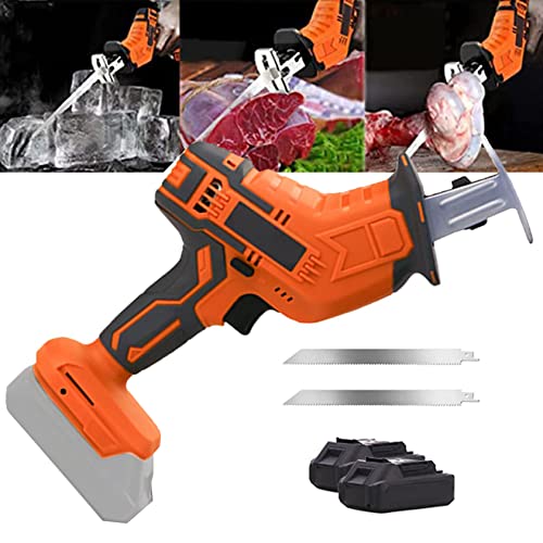 OLSKFUH Máquina Cortadora De Carne con Sierra Eléctrica para Huesos Y Carne, Cortadora De Carne con Hojas De Sierra De Cinta para Picar Carne, para Cortar Manitas De Pescado, Fil,2battery+2sawtooth