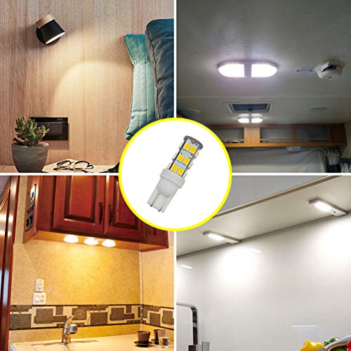 Grv T10 921 194 25-3528 Smd Wedge Led Bulb Super Bright Rv Camper Cabinet Dome Light Dc12V Warm White Pack Of 6（2.0Generation） #TOP6