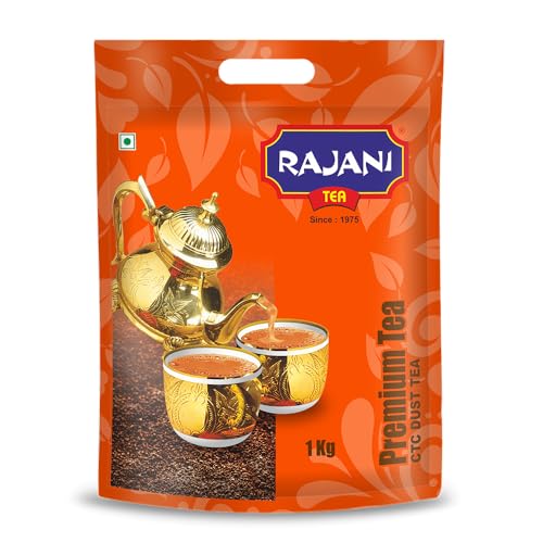 Image of RAJANI Premium Dust Tea Powder (1Kg), Organic Kadak Chai Patti From The Fields Of Assam With Strong & Refreshing Aroma, Long Traditional Chai, No Flavors Added, CTC Process Black Tea
