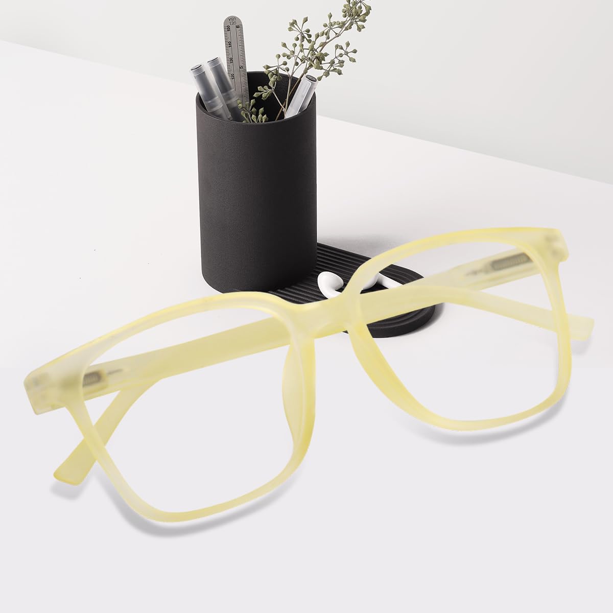 Dervin Clear Lens Square Sunglasses Spectacle Frames for Men and Women (Yellow) - Image 7 thumbnail