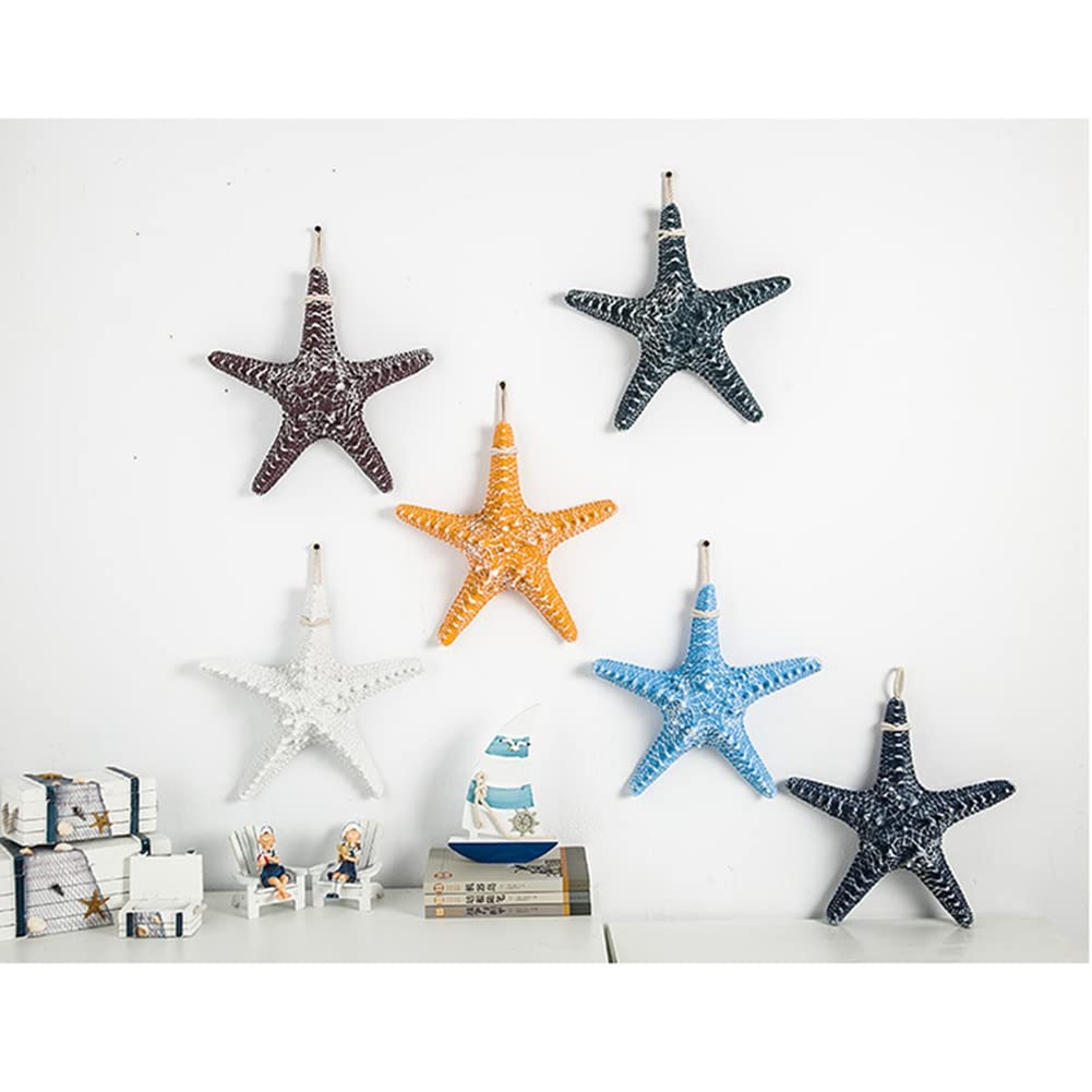 Estrella De Mar Decorativa De Resina Para Pared - 22 Cm, Estilo Mediterráneo, Amarillo