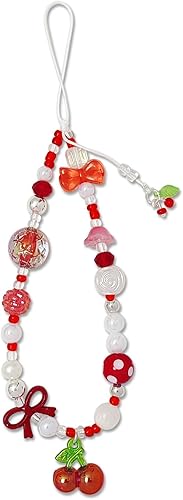 Miniatura 18 de Dijes para teléfono, bonita correa de muñeca para teléfono celular, correa de muñeca para bolsa, Airpods, cámara, colgantes, decoración Cereza