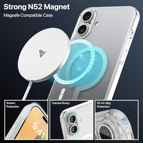 Image of eller sante Maven Magpro Back Cover Case for iPhone 16 Plus Scratch Resistant Camera Screen Protector TPU Shockproof 10ft Drop Protection Support Mag-Safe Wireless Charging- Grey