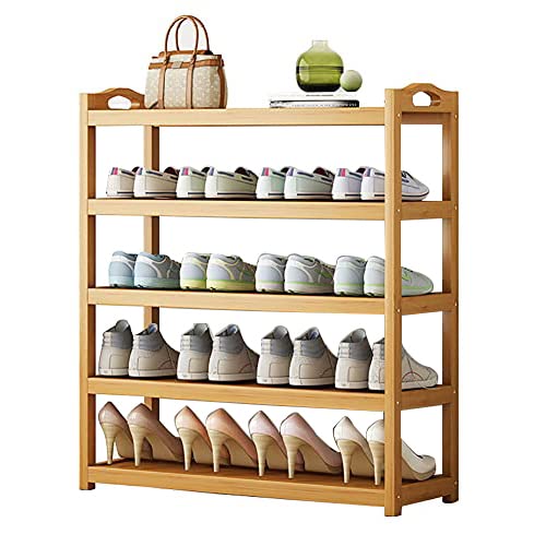 Étagère à chaussures en bambou 5 niveaux de rangement robuste et durable