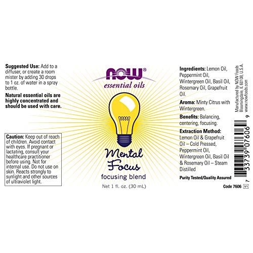 Now Foods Mental Focus Oil Blend, 1 Fluid Ounce (2 Pack) #TOP1