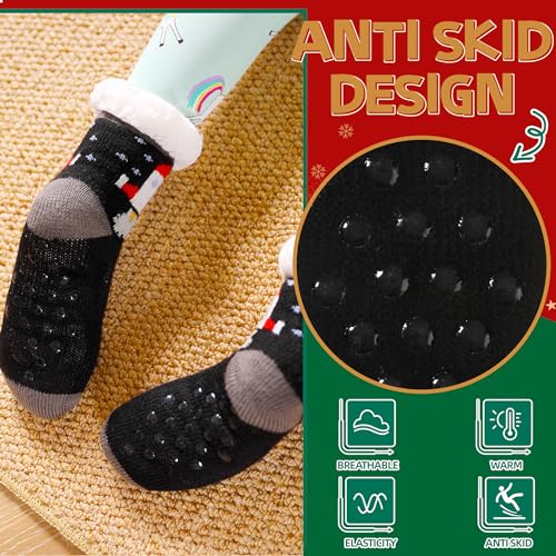 SeeyAN Kids Slipper Socks Fuzzy Socks For Boys Girls Warm Thermal Winter Non Slip Home Socks With Grips3