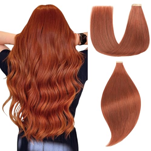 Einbeauty Extensiones Pelo Natural 20pc Adhesivas 35cm 40g Marrón Rojizo Oscuro Cabello Humano 14Pulgadas 33N#