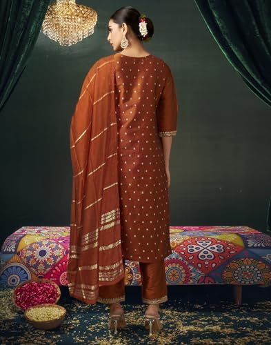 Image of SKYLEE Velvet Dyed, Sequins, Embroidery and Lace Straight Kurta Set with Dupatta