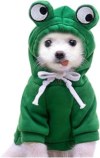 Frieyss Cute Green Dog Hoodie Clothes Costume Dog Fleece Sweater for Dogs Puppy Coat Dog Warm Clothe (Green, XX-Large)