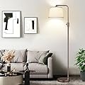 Nintiue [Upgraded] Dimmable Floor Lamp, 1000 Lumens LED Edison Bulb Included, Modern Arc Standing Tall Brown Floor Lamp for Living Room Bedroom Office Dining Room