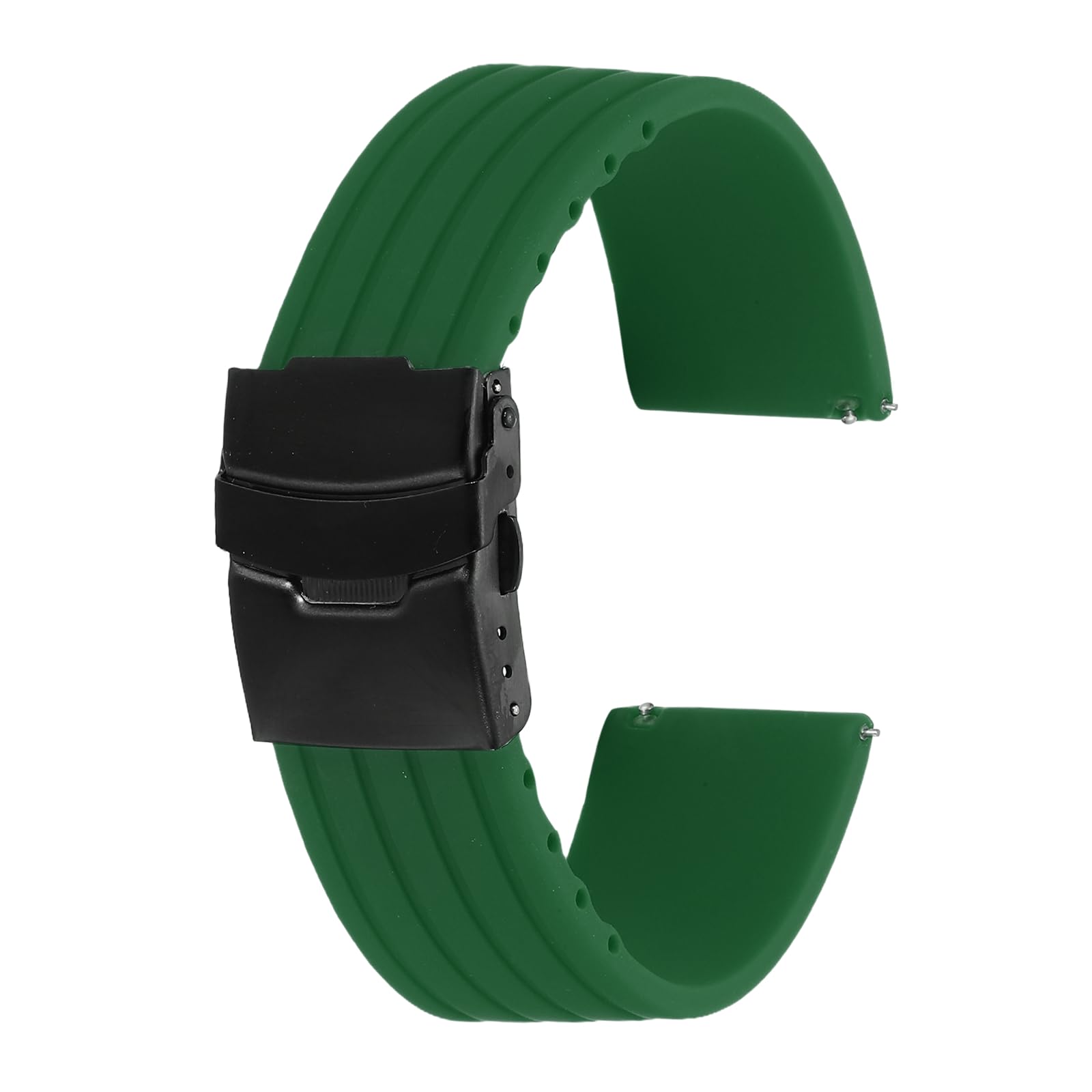 sourcing map Silicone Watch Bands 18mm Width Soft Quick Release Rubber Watch Bands with Black Snap Buckle for Men Women, Green