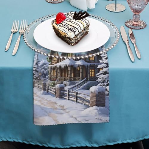 Servilletas de Tela Navidad Invierno Escena Feliz 4 Pzs miniatura 4