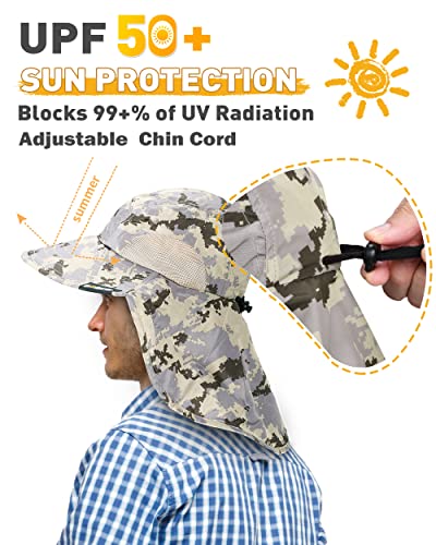 Tirrinia Neck Flap Fishing Safari Cap for Men, Wide Brim Sun Hat for Outdoor Hiking, Camping, Gardening - Image 5