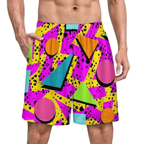 Retro 80s 90s Pattern Men's Shorts Pajama Sleepwear Swim Trunks Funny Swimsuit