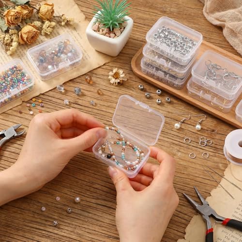 Image of SATINIOR 300 Packs Clear Small Plastic Containers Transparent Storage Box with Hinged Lid in Bulk for Jewelry Hardware Crafts Small Items (2.52 x 1.73 x 0.79 Inch)