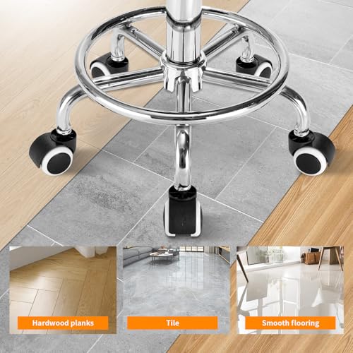 Image of Rolling Stool PU Leather Round - Ultra Soft Padded Seat Cushion Stool with Wheels with Footrest, Weight Capacity 300lb,Adjustable Height Stool for Tattoo Massage Salon Medical Spa Center (Blue)