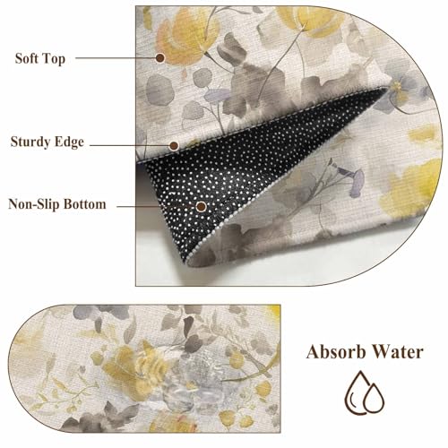 Tapete decorativo floral amarillo gris 2x3 lavable miniatura 3