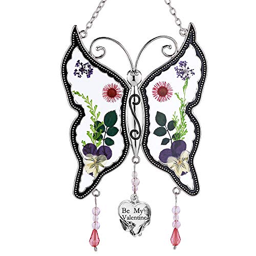 KY&BOSAM Valentine's Day Butterfly Suncatcher Glass Decoration for Windows