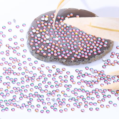 Image of Green Volcano Flatback Rhinestones, Glass Rhinestones for Nail Art and Craft, Glue Fix, Loose Crystal Gemstones(Green Volcano, SS4, 2880pcs, 1.5-1.7mm)