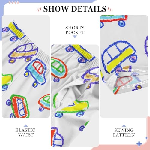 ZZXXB Watercolor Cars Boys Long Pants Soft Trousers Elastic Waist Kids Lounge Bottoms with Pockets S-XL4