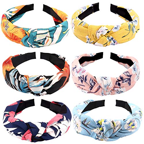 6 Pcs Knotted Headbands for Women, AOPRIE Headbands for Women Chiffon Hairbands for Women Hair Bands for Women's Hair Womens Headbands Floral Headband for Women