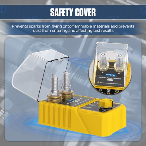 VKALTUL Zündkerzen Tester, 220V Zündfunkenprüfer mit 2 Höhenverstellbaren Testlöchern,0~6000rpm, Simuliert die Motorleistung, Schutzhülle, Plug and Play für 12V Fahrzeug