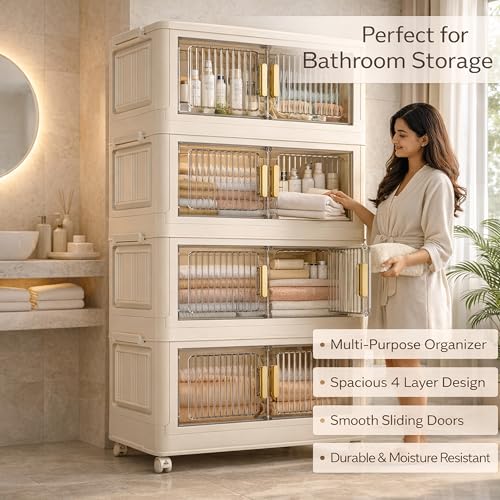 Image of REXERA ๐ ๐๐๐๐๐ Plastic Wardrobe for Clothes > Versatile Plastic Cupboard for Storage Organizer & Organisers Storage Box for Ideal for Neat and Tidy Storage Solutions Almirah for Clothes - White
