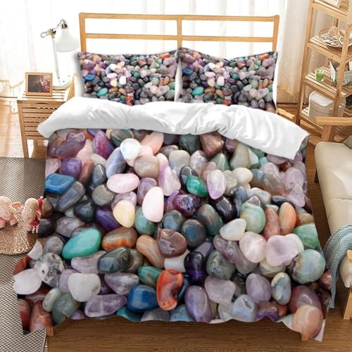 Générique Multicolore Housse de Couettes Galets Housse de Couette D'IntéRieur, Microfibre Parure de Lit Fine avec 1 Housse de Couette et 2 Taies d'oreiller...