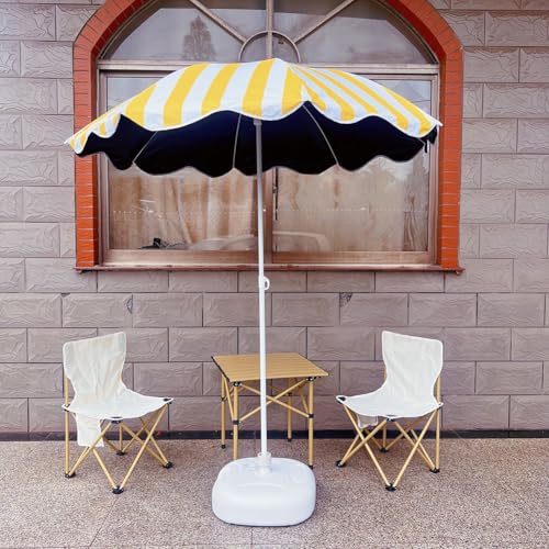 Pasiasty Parasol Plażowy Z Regulacją Wysokości, 5-Stopowy Parasol Tarasowy Boho Do Basenu, Odporny Na Promieniowanie Uv, Parasol Przeciwsłoneczny Do Ogrodu, Na Taras I N,Yellow-5ft/155cm