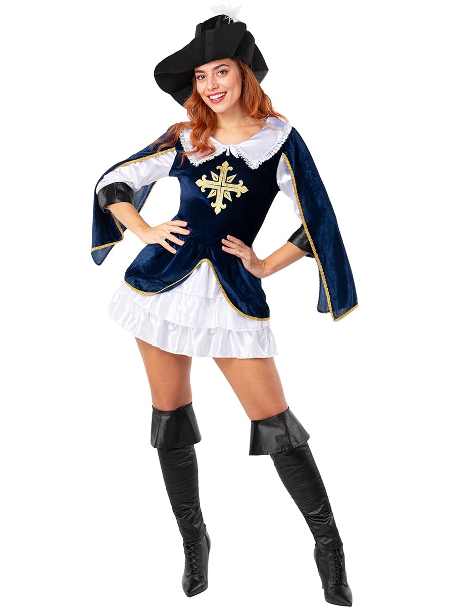 Funidelia | Musketeer Costume for Woman Musketeer, Swordman - Costume for Adults Accessory Fancy Dress & Props for Halloween, Carnival & Parties - Size XL - Brown