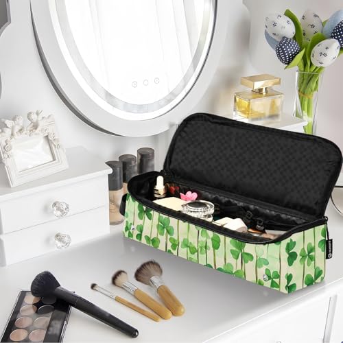 Estuche de viaje 2 en 1 para rizador y alfombrilla resistente al calor, organizador impermeable para herramientas de cabello como planchas y rizadores con diseño verde de la suerte de San Patricio miniatura 7