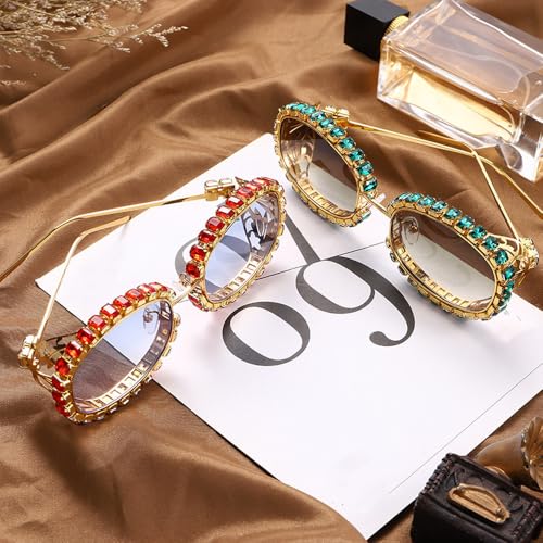 Steampunk Metal Oval Technology Sense Sunglasses Personality Handmade Chain Multicolor Sunglasses UV4003