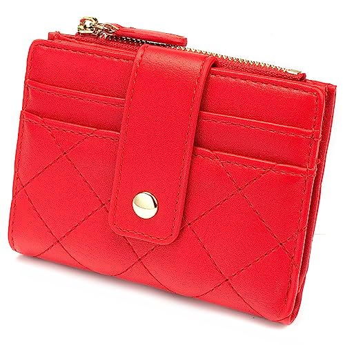 Sumgogo Wallets For Women Small Coin Purse Card Holder Wallet Front Zipper Pocket Mini Slim Bifold Wallets (Burgundy) #TOP1