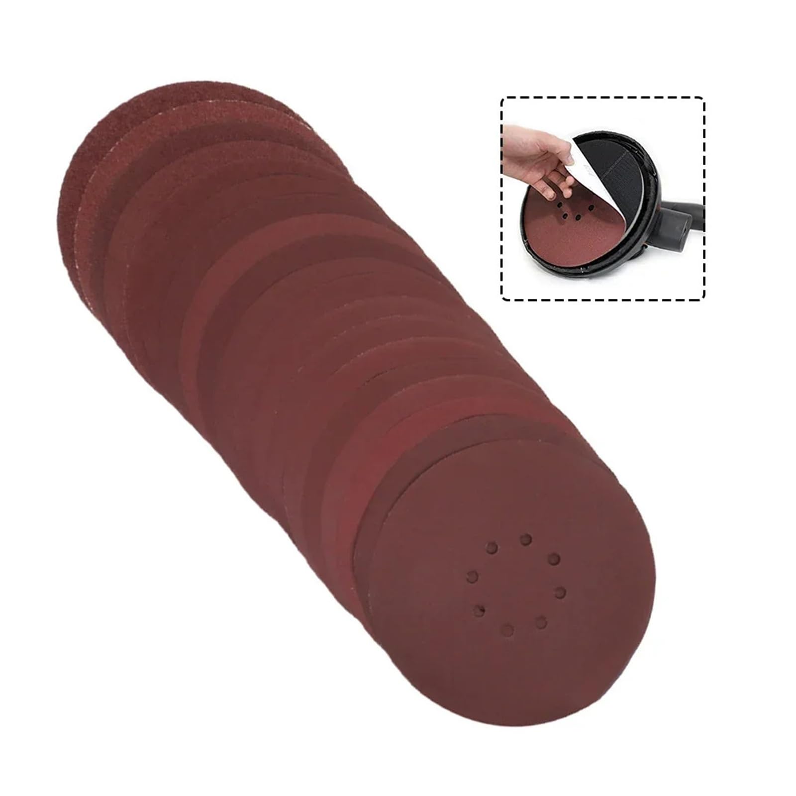 5 pz 9 Pollici 225mm 8 Fori Dischi abrasivi Base di Carta floccaggio Carta vetrata autoadesiva Fogli abrasivi Grana 60-1200 Carta vetrata(40Grit)